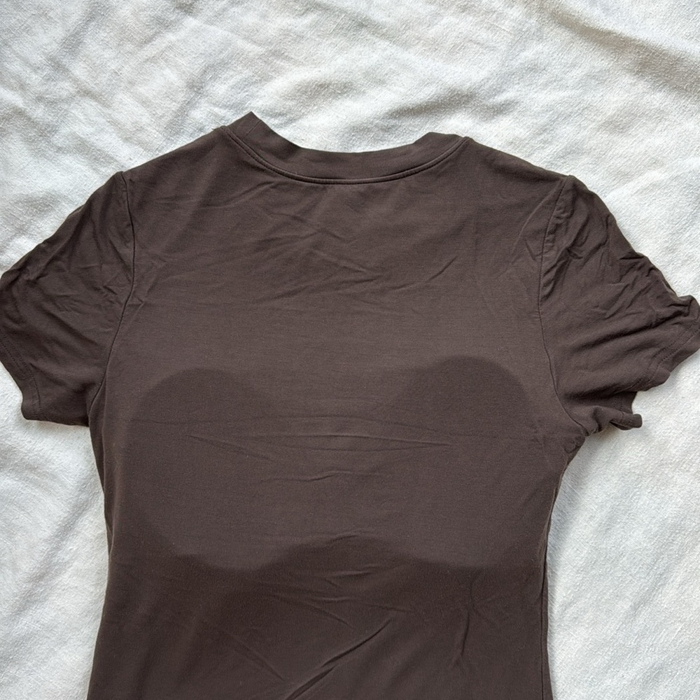 Klassy Network Solid Crew Neck Braless T-Shirt - Picture 8 of 9